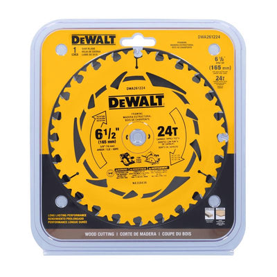 DeWalt 6-1/2 in. D X 5/8 in. Tungsten Carbide Tipped Circular Saw Blade 24 teeth