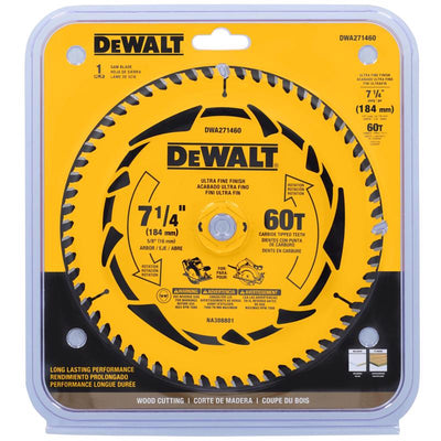 DeWalt 7-1/4 in. D X 5/8 in. Tungsten Carbide Tipped Circular Saw Blade 60 teeth