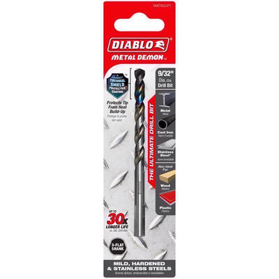 Diablo Metal Demon 9/32 in. X 4.3 in. L Stainless Steel Drill Bit 3-Flat Shank