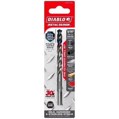 Diablo Metal Demon 5/16 in. X 4.6 in. L Stainless Steel Drill Bit 3-Flat Shank