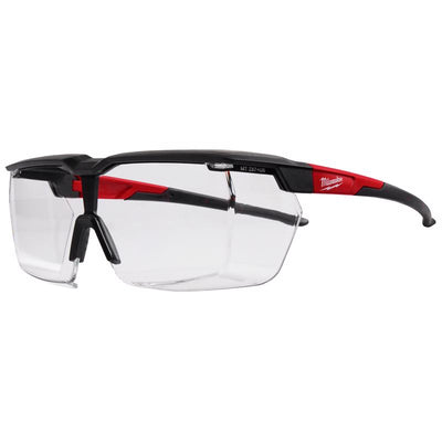 Milwaukee Tool Impact-Resistant Safety Glasses Clear Lens Black/Red Frame