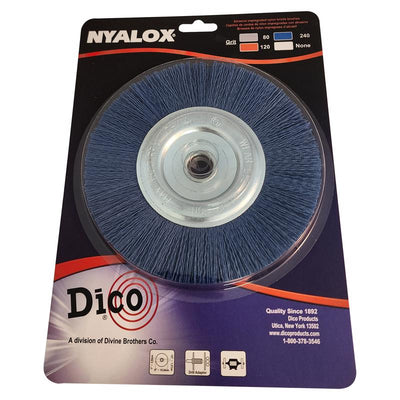 Dico Nyalox 6 in. Fine Crimped Mandrel Mounted Wheel Brush Nylon 4500 rpm