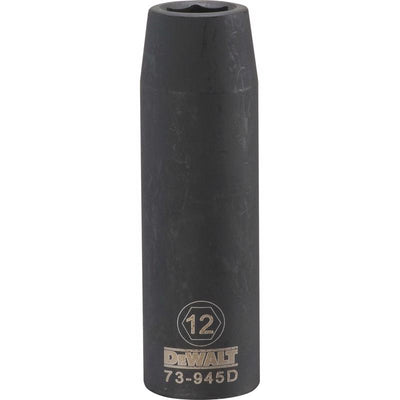 DeWalt 12 mm X 1/2 in. drive Metric 6 Point Deep Impact Socket