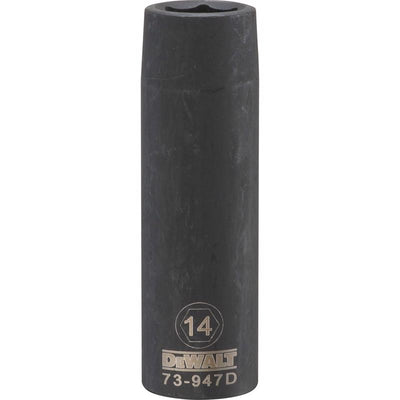 DeWalt 14 mm X 1/2 in. drive Metric 6 Point Deep Impact Socket