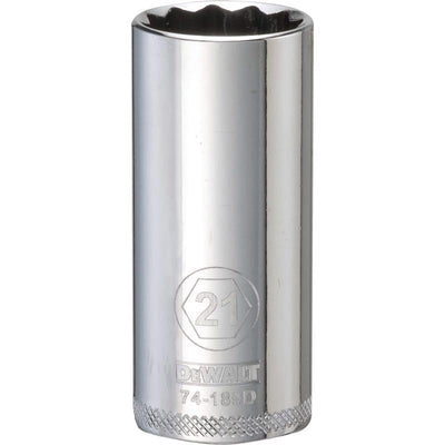 DeWalt 21 mm X 3/8 in. drive Metric 12 Point Deep Socket