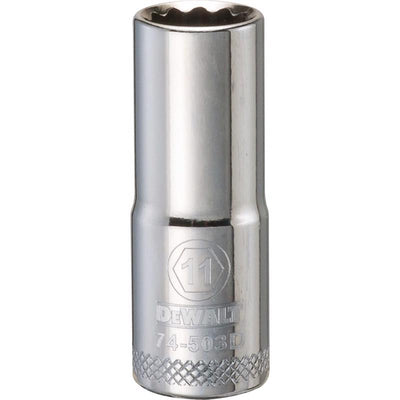 DeWalt 11 mm X 3/8 in. drive Metric 12 Point Deep Socket