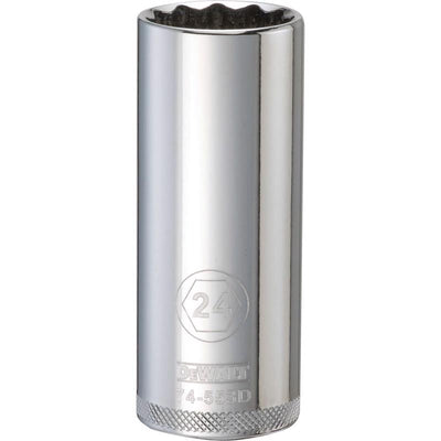DeWalt 24 mm X 1/2 in. drive Metric 12 Point Deep Socket