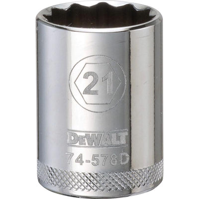 DeWalt 21 mm X 1/2 in. drive Metric 12 Point Socket