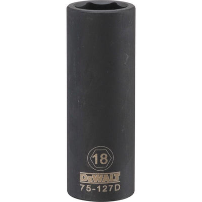 DeWalt 18 mm X 1/2 in. drive Metric 6 Point Deep Impact Socket