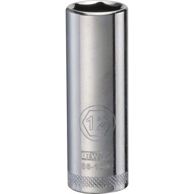 DeWalt 12 mm X 1/4 in. drive Metric 6 Point Deep Socket
