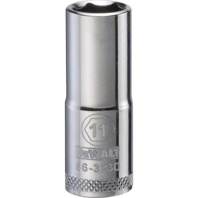 DeWalt 11 mm X 3/8 in. drive Metric 6 Point Deep Socket