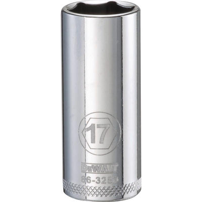 DeWalt 17 mm X 3/8 in. drive Metric 6 Point Deep Socket