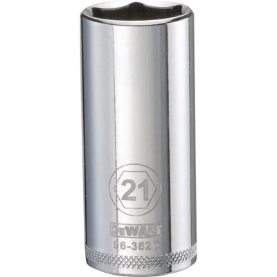 DeWalt 21 mm X 3/8 in. drive Metric 6 Point Deep Socket