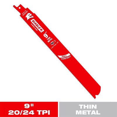 Diablo 9 in. Bi-Metal Reciprocating Saw Blade 24 TPI
