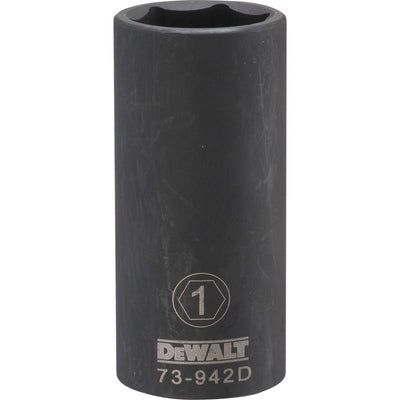 DeWalt 1 in. X 1/2 in. drive SAE 6 Point Deep Impact Socket