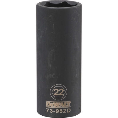 DeWalt 22 mm X 1/2 in. drive Metric 6 Point Deep Impact Socket