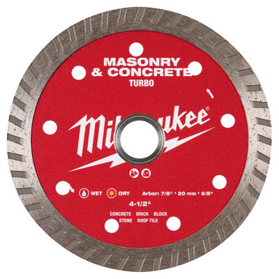 Milwaukee 4-1/2 in. D X 7/8-5/8 in. Steel Masonry Blade