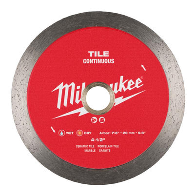 Milwaukee 4-1/2 in. D X 7/8-5/8 in. Continuous Tile Diamond Diamond Saw Blade