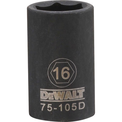 DeWalt 16 mm X 1/2 in. drive Metric 6 Point Impact Socket