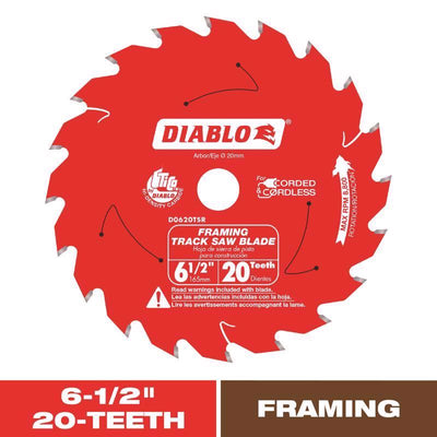 Diablo 6-1/2 in. D X 20 mm Carbide Tipped Track Saw Blade 20 teeth