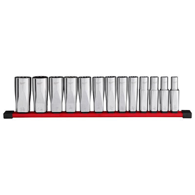 Milwaukee 1/2 in. drive SAE 12 Point Deep Well Socket Set 13 pc