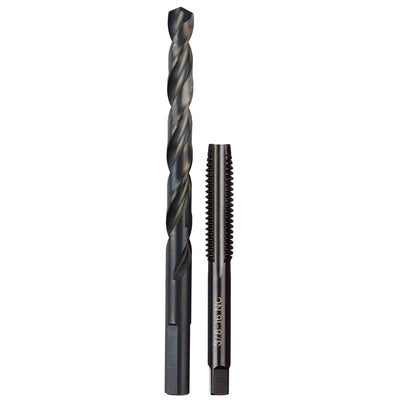 Milwaukee High Carbon Steel SAE SAE 3/8-16 NC Straight Flute Plug Tap & 5/16 Drill Bit Plug Tap and