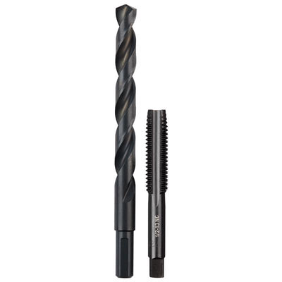 Milwaukee High Carbon Steel SAE SAE 1/2-13 NC Flute Plug Tap & 27/64 Drill Bit Plug Tap and Drill Bi