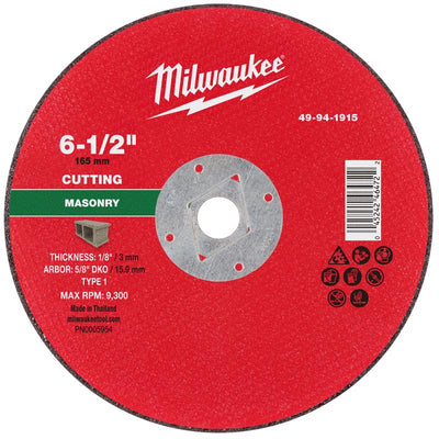 Milwaukee 6-1/2 in. D X 5/8 in. X 1/8 in. thick Masonry Cut-Off Wheel