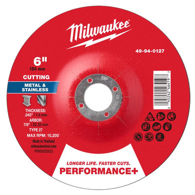 Milwaukee 6 in. D X 7/8 in. X .045 in. thick Metal Cut-Off Wheel
