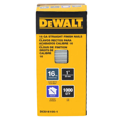 DeWalt 1 in. L X 16 Ga. Straight Strip Coated Finish Nails 1000 pk