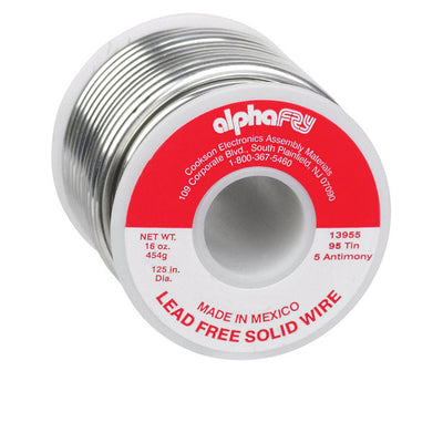 Alpha Fry 16 oz Lead-Free Solid Wire Solder 0.125 in. D Tin/Antimony 95/5