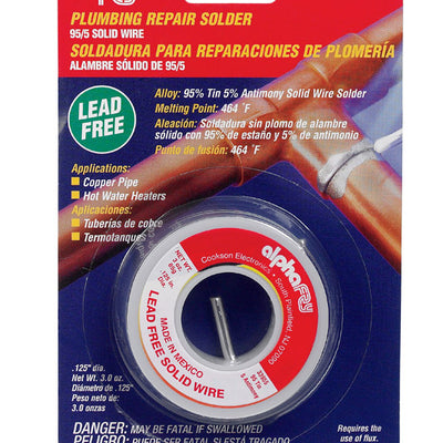 Alpha Fry 3 oz Lead-Free Plumbing Solder 0.125 in. D Tin/Antimony 95/5
