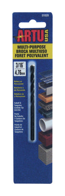 ARTU 3/16 in. X 3-1/2 in. L Tungsten Carbide Tipped Drill Bit Straight Shank