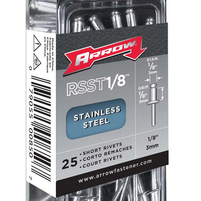 Arrow 1/8 in. D X 1/8 in. Stainless Steel Rivets Silver 25 pk