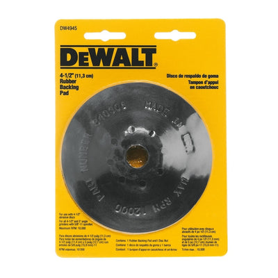 DeWalt 4-1/2 in. D Rubber Backing Pad 5/8 in.-11 12000 rpm