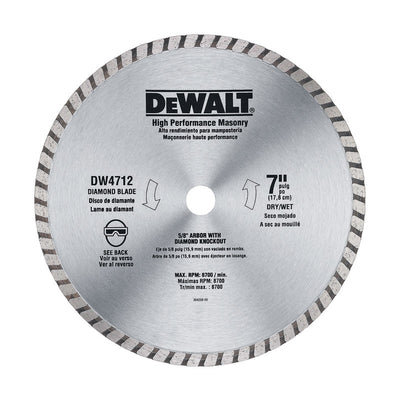 DeWalt 7 in. D X 5/8 in. Diamond Wet/Dry Continuous Turbo Rim Saw Blade