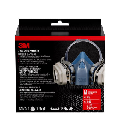 3M P95 Paint Project Half Face Respirator Valved Multicolored M