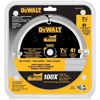 DeWalt 7-1/4 in. D X 5/8 in. Diamond Fiber Cement Blade 4 teeth