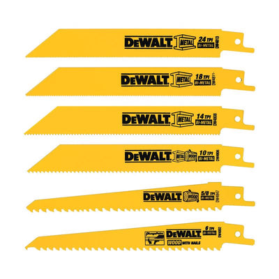 DeWalt Bi-Metal Reciprocating Saw Blade Set Multi TPI 6 pk