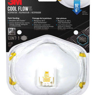 3M N95 Paint Sanding Cup Disposable Respirator Pro-Series Valved White One Size Fits All
