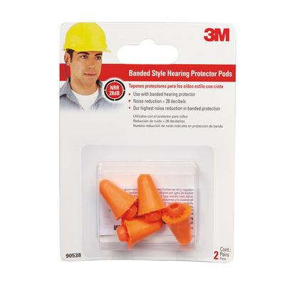 3M 28 dB Polyurethane Foam Band Earplugs Orange 2 pair