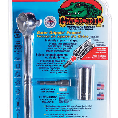 Gator Grip 3/8 in. X 3/8 in. drive Metric and SAE 6 Point Socket 3 pc
