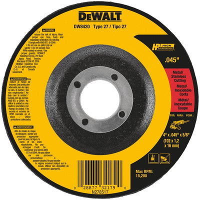 DeWalt High Performance 4 in. D X 5/8 in. Aluminum Oxide Cut-Off Wheel