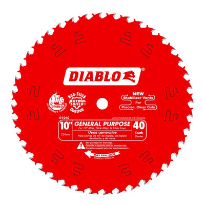 Diablo 10 in. D X 5/8 in. TiCo Hi-Density Carbide Circular Saw Blade 40 teeth