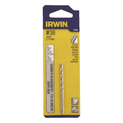 Irwin #36 X 2-1/2 in. L High Speed Steel Jobber Length Wire Gauge Bit Straight Shank