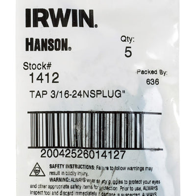 Irwin Hanson High Carbon Steel SAE Fraction Tap 3/16 in.