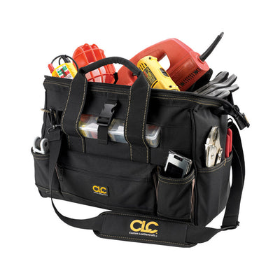 CLC 8 in. W X 11 in. H Polyester Tote Bag with Plastic Tray 25 pocket Black/Tan