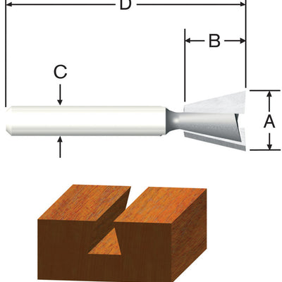 Vermont American 3/8 in. D X 3/8 in. X 1-3/4 in. L Carbide Tipped Dovetail Router Bit