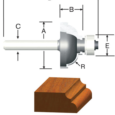 Vermont American 1-3/8 in. D X 3/8 in. X 2-5/16 in. L Carbide Tipped Cove & Fillet Router Bit