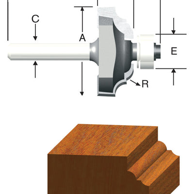 Vermont American 1-3/8 in. D X 3/16 in. X 2-1/4 in. L Carbide Tipped 2-Flute Classical Router Bit